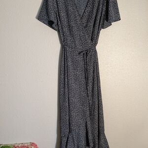 Women's Navy Floral Wrap Dress